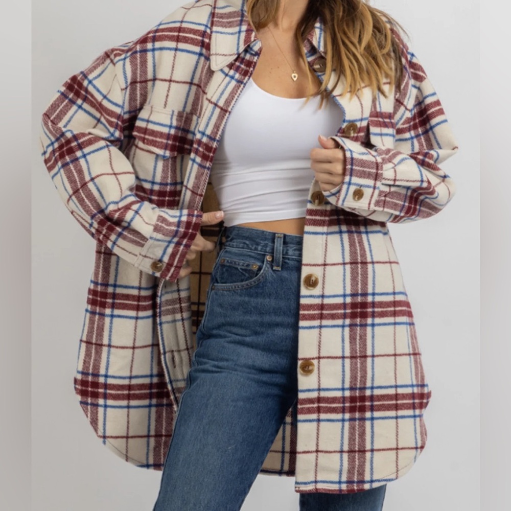 L’Abeye layover plaid shirt jacket